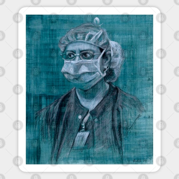 Nurse Nish - Drawing by Adelaide Artist Avril Thomas - South Australian Artist Sticker by AvrilThomasart